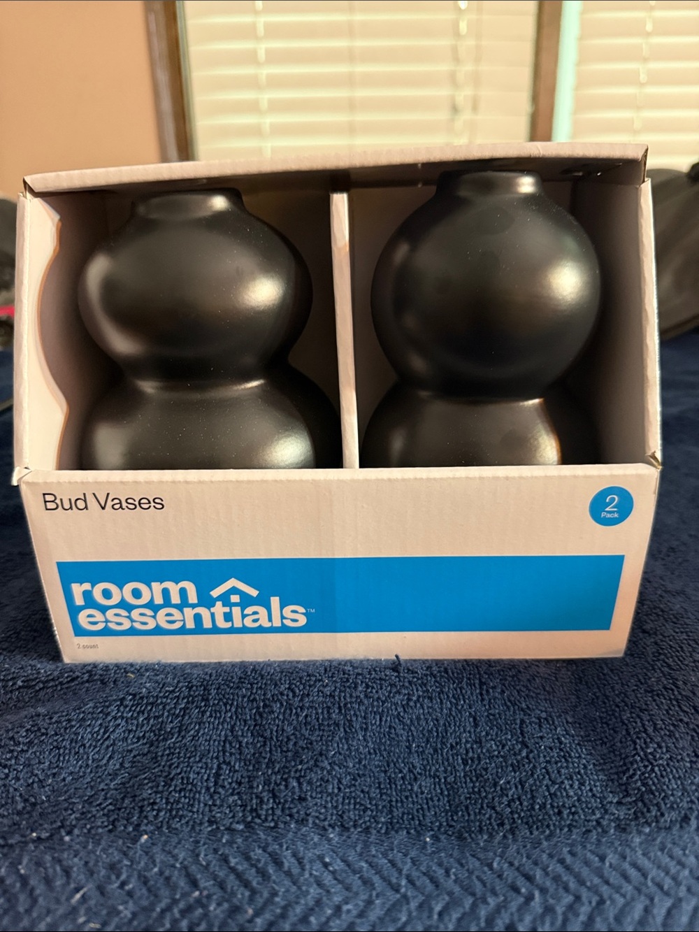 Room Essentials Matte Black Double-Gourd Bud Vases - Set of 2